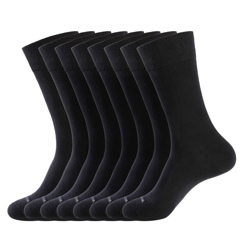 WANDER Men's Solid Dress Socks Cotton Black Men 8 Pairs Trouser Thin Classic Socks (Shoe Size:13-15, 8 Pairs Black) - Image 1
